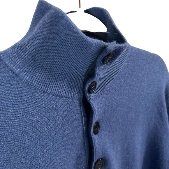 Enzo Mantovani Men’s Large Cashmere Italian Blue Knitted Pullover Polo Sweater - Picture 3 of 11